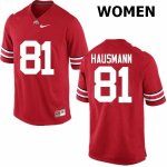 NCAA Ohio State Buckeyes Women's #81 Jake Hausmann Red Nike Football College Jersey LSL3545LV